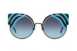 نظارة شمسية FENDI للنساء كات آي لون أسود و أزرق  - FF0215S 0LBJF