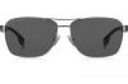 نظارة شمسية HUGO BOSS للرجال مستطيل لون رمادي غامق  - 1240S KJ1IR