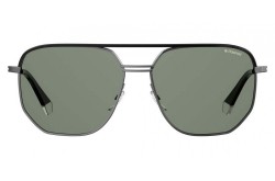 نظارة شمسية POLAROID للرجال مربع لون أسود و رمادي غامق  - PLD2090SX SMFUC
