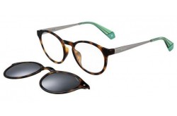 نظارة طبية مع عدسات شمسية للرجال و النساء POLAROID دائري لون نمري و فضي - PLD6081GCS 45ZEX