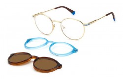 نظارة طبية مع عدسات شمسية POLAROID للرجال والنساء دائري لون ذهبي و أزرق  - PLD6132CS QWUSP
